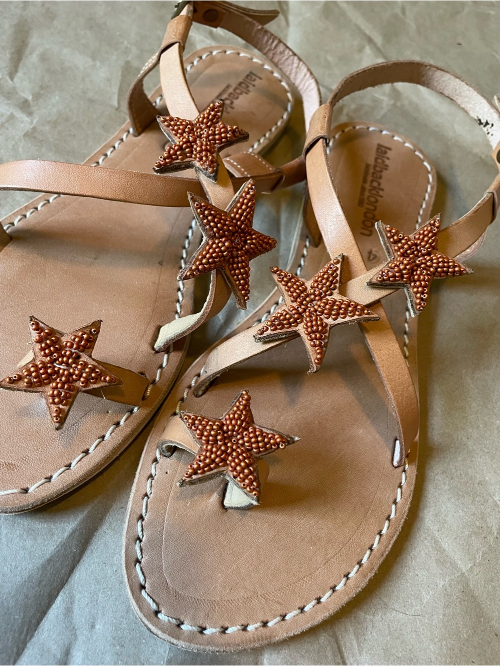 NWT Laidback London Rust Star Embellished Sandals - Picture 4 of 10